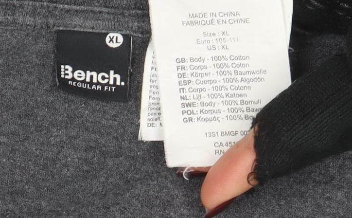 Bench Men's Grey Graphic Print Regular Fit T-Shirt Size XL