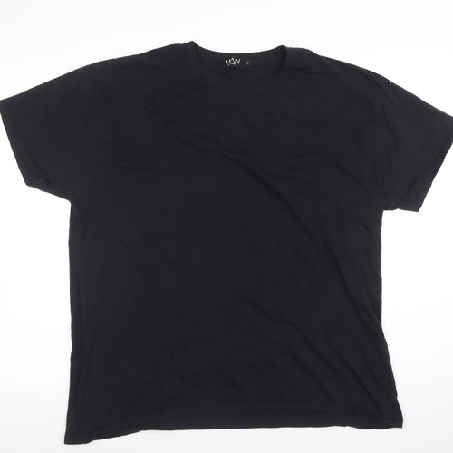 BoohooMAN Men's Black Space Graphic Print T-Shirt Size L