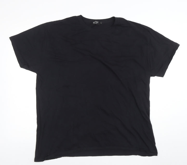 BoohooMAN Men's Black Space Graphic Print T-Shirt Size L