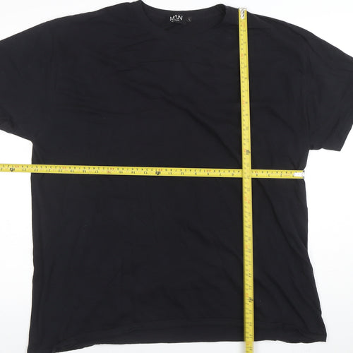 BoohooMAN Men's Black Space Graphic Print T-Shirt Size L
