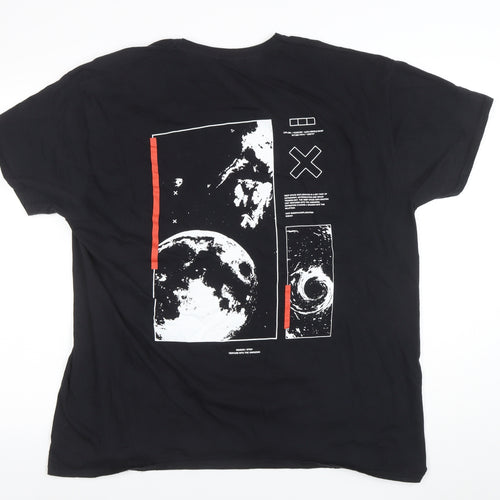 BoohooMAN Men's Black Space Graphic Print T-Shirt Size L