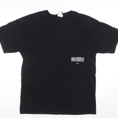 Zara Men's Black Graphic Print Short Sleeve Cotton T-Shirt Size S