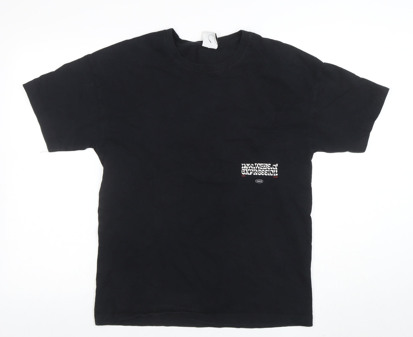 Zara Men's Black Graphic Print Short Sleeve Cotton T-Shirt Size S