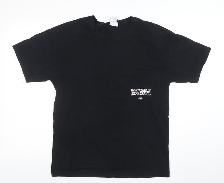 Zara Men's Black Graphic Print Short Sleeve Cotton T-Shirt Size S