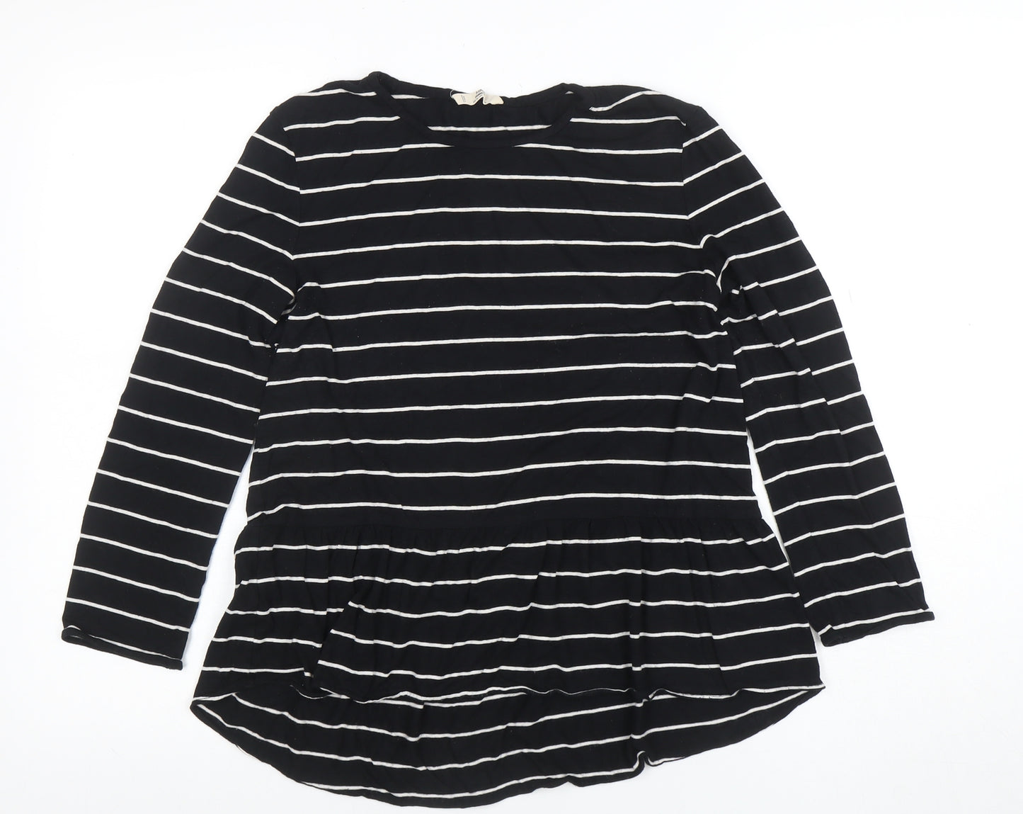 MNG Women Black Striped Long Sleeve Tunic Blouse Size M