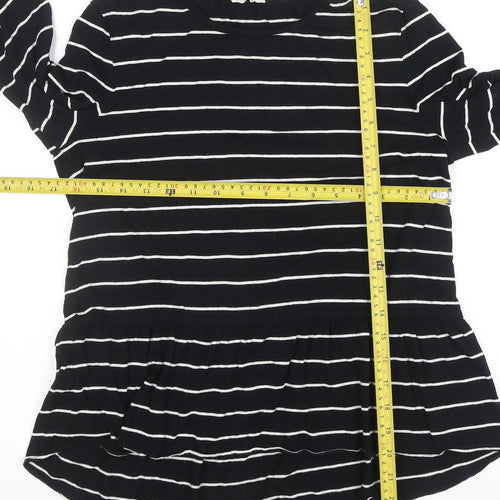 MNG Women Black Striped Long Sleeve Tunic Blouse Size M