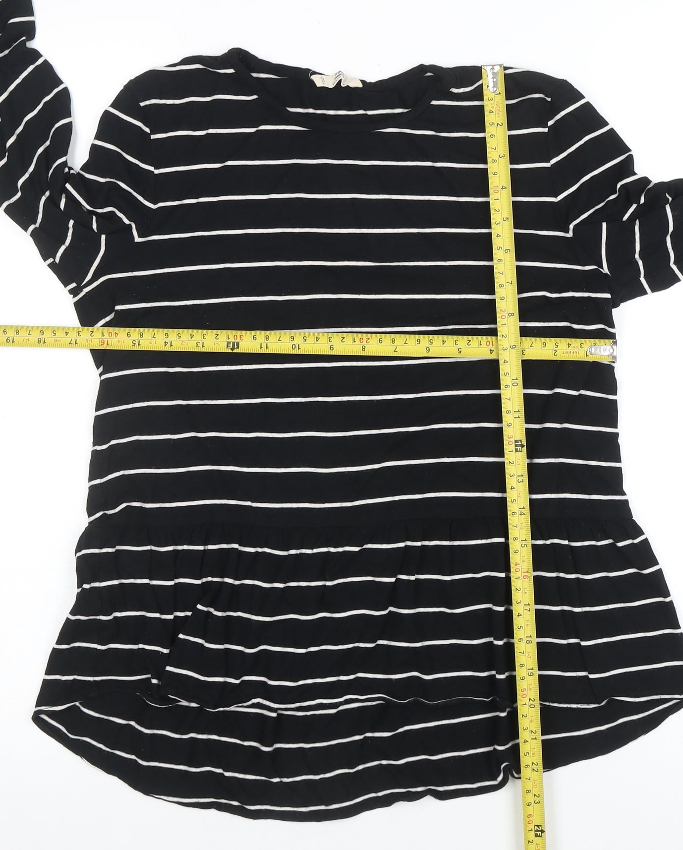 MNG Women Black Striped Long Sleeve Tunic Blouse Size M