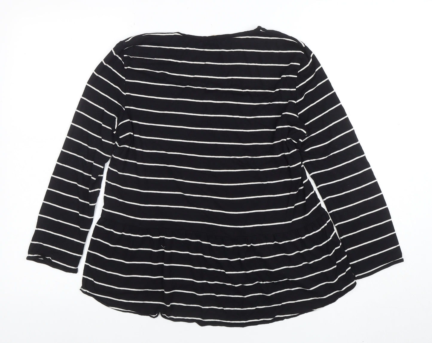 MNG Women Black Striped Long Sleeve Tunic Blouse Size M