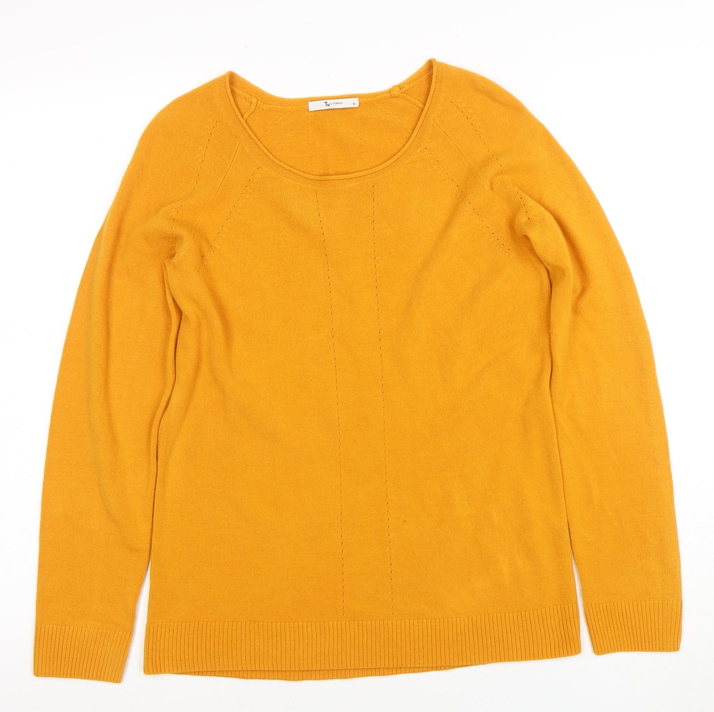 Tu Women’s Yellow Acrylic Long Sleeve Scoop Neck Jumper Size 10