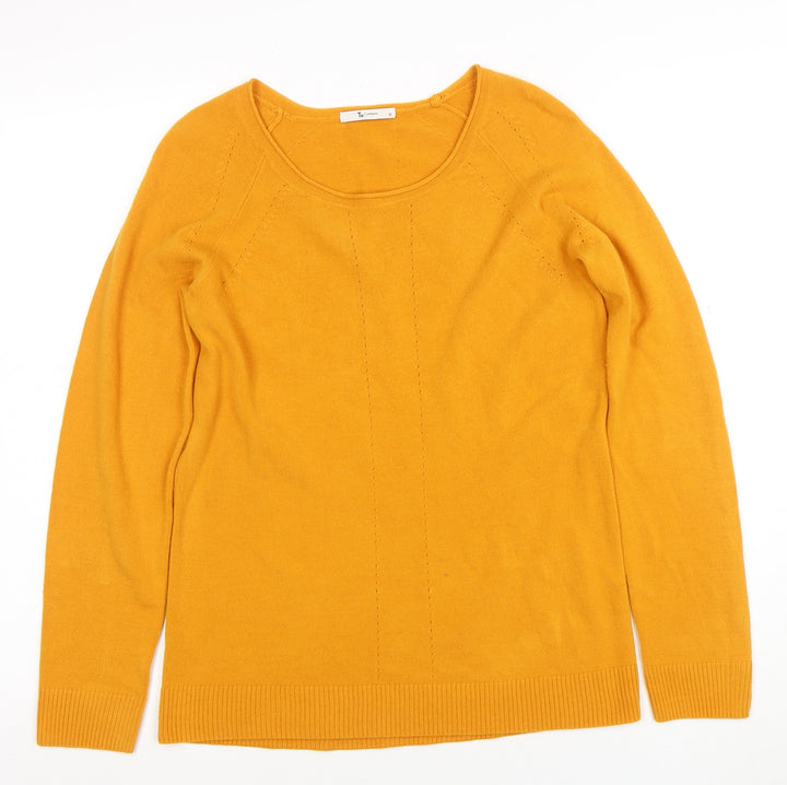 Tu Women’s Yellow Acrylic Long Sleeve Scoop Neck Jumper Size 10