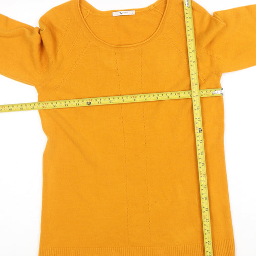 Tu Women’s Yellow Acrylic Long Sleeve Scoop Neck Jumper Size 10