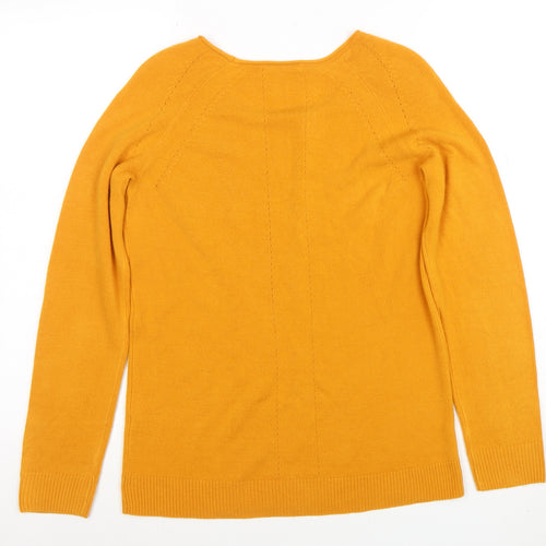Tu Women’s Yellow Acrylic Long Sleeve Scoop Neck Jumper Size 10