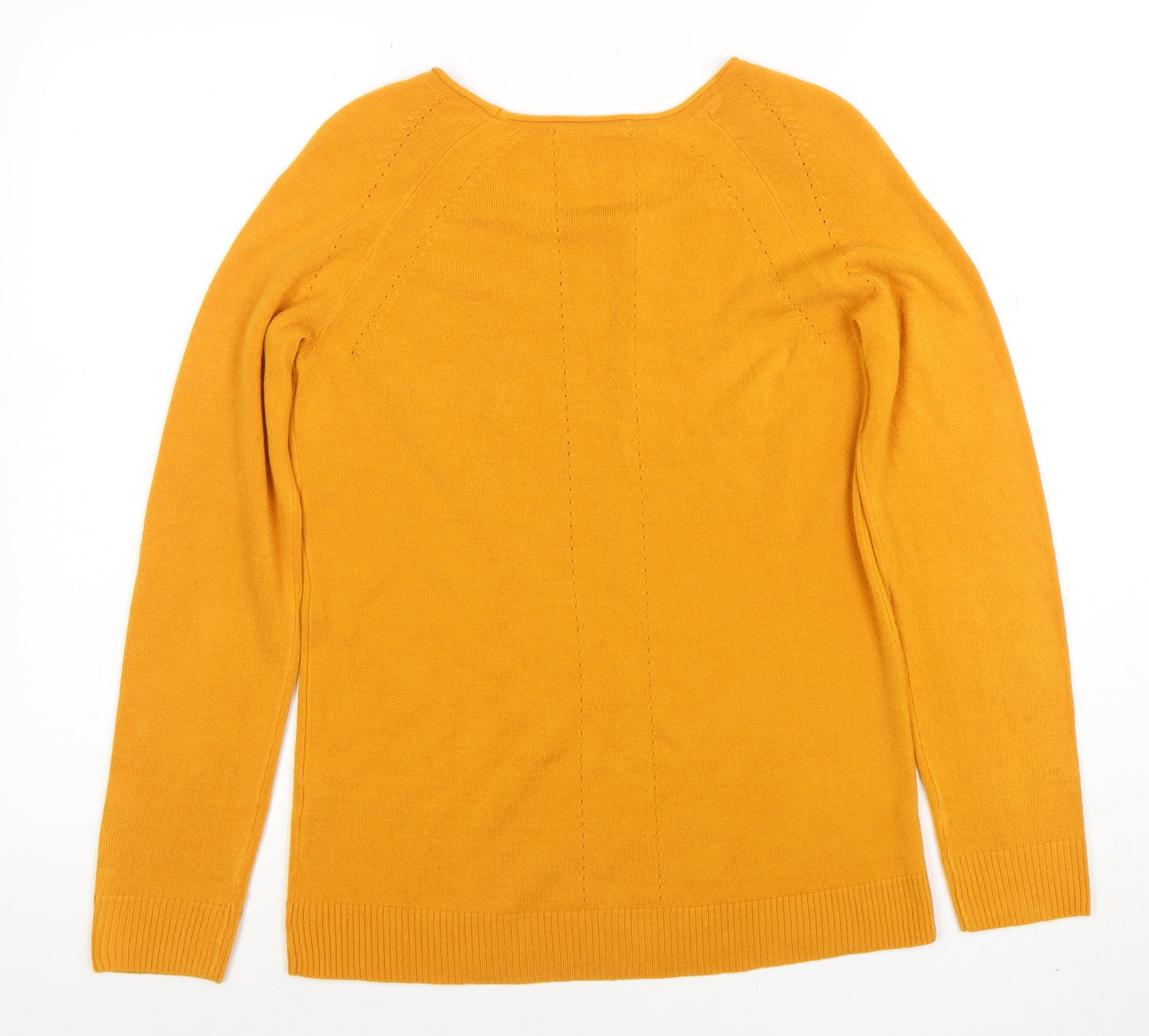 Tu Women’s Yellow Acrylic Long Sleeve Scoop Neck Jumper Size 10