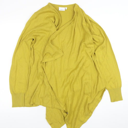 Next Women Yellow V-Neck Open Knit Long Sleeve Cardigan Size 10