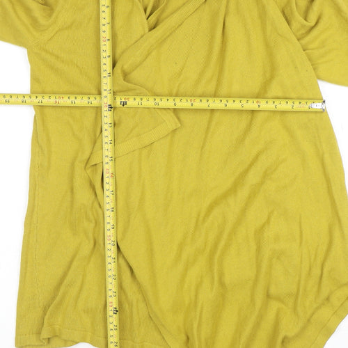 Next Women Yellow V-Neck Open Knit Long Sleeve Cardigan Size 10