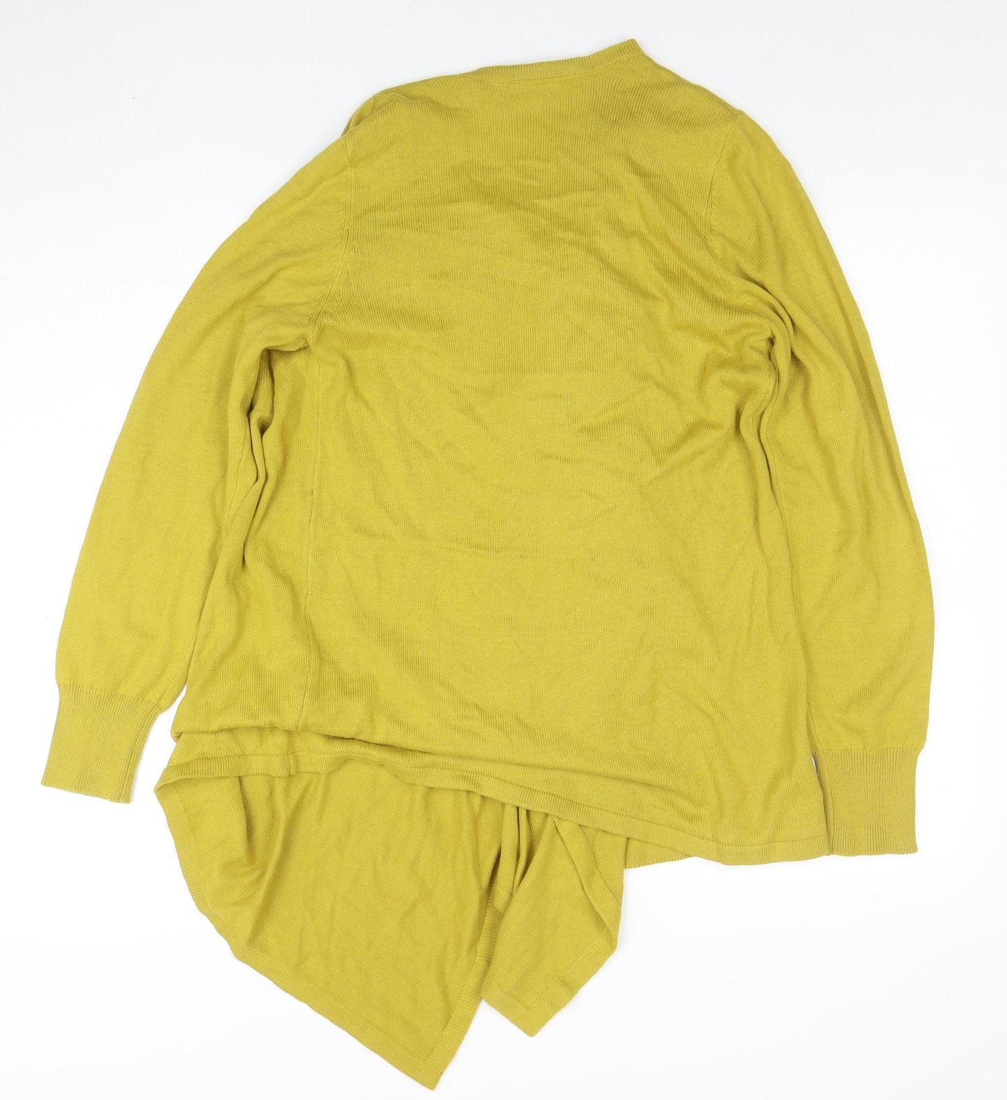 Next Women Yellow V-Neck Open Knit Long Sleeve Cardigan Size 10