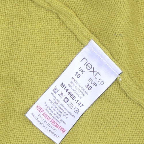 Next Women Yellow V-Neck Open Knit Long Sleeve Cardigan Size 10