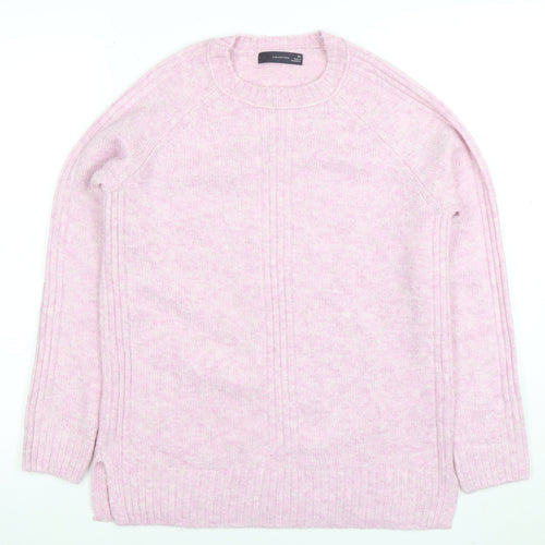 Marks and Spencer Women Pink Crew Neck Long Sleeve Jumper XS