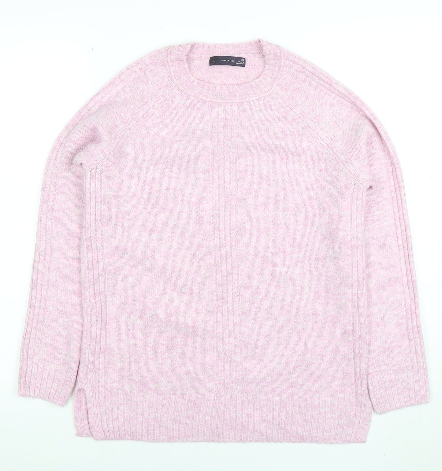 Marks and Spencer Women Pink Crew Neck Long Sleeve Jumper XS