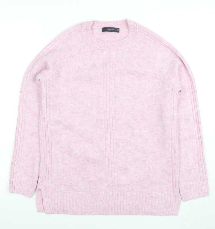 Marks and Spencer Women Pink Crew Neck Long Sleeve Jumper XS