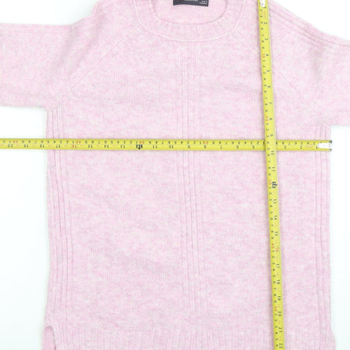 Marks and Spencer Women Pink Crew Neck Long Sleeve Jumper XS