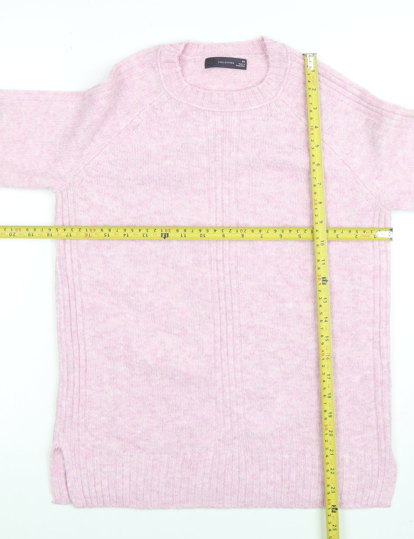 Marks and Spencer Women Pink Crew Neck Long Sleeve Jumper XS