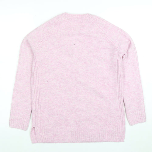 Marks and Spencer Women Pink Crew Neck Long Sleeve Jumper XS