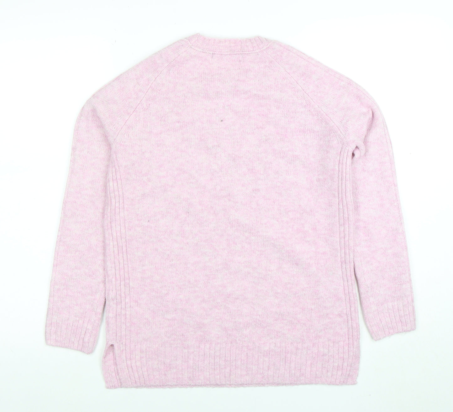 Marks and Spencer Women Pink Crew Neck Long Sleeve Jumper XS