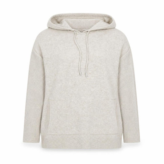 Front view of Cyrus Women’s Beige Hooded Pullover Sweater M Wool Blend