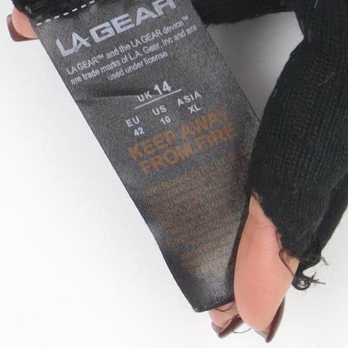 LA Gear Womens Black V-Neck Short Sleeve Basic T-Shirt Size 14