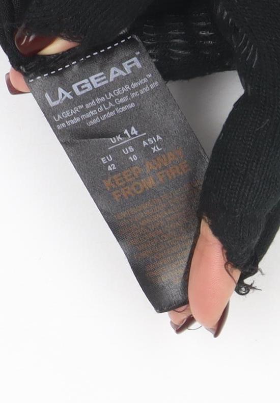 LA Gear Womens Black V-Neck Short Sleeve Basic T-Shirt Size 14