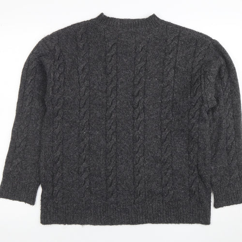 Collusion Women’s Grey Cable-Knit Crew Neck Jumper XS