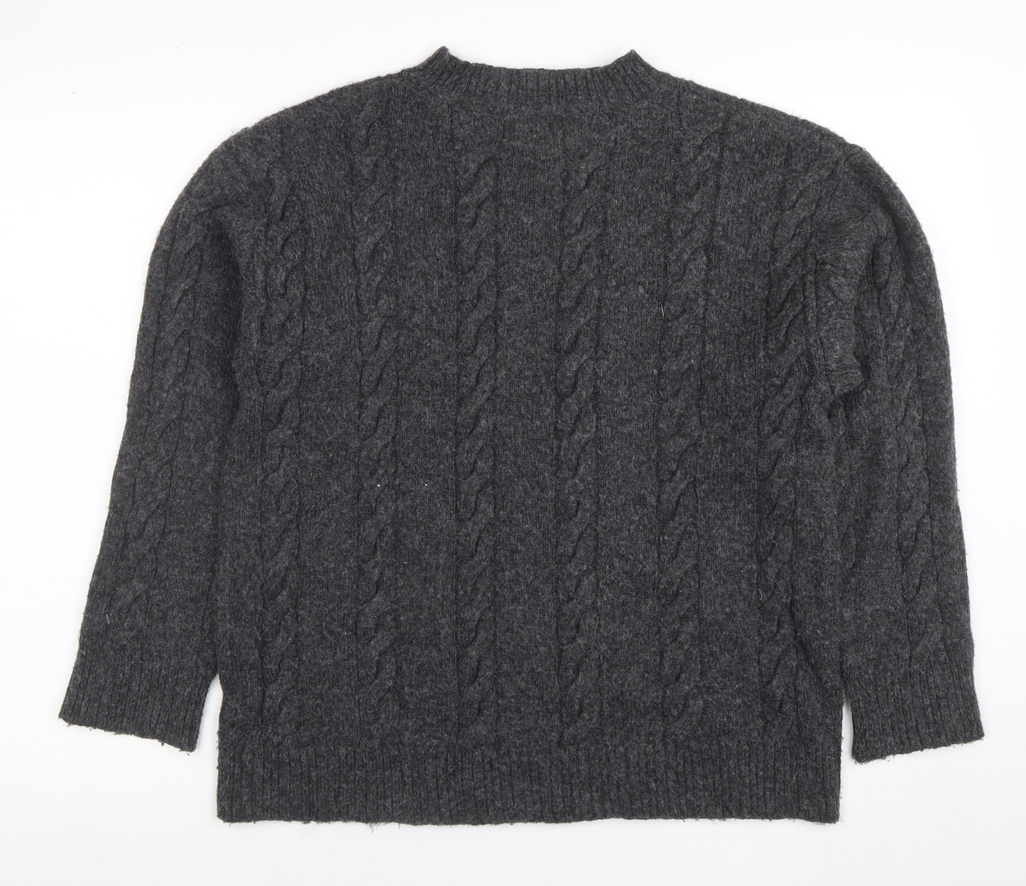 Collusion Women’s Grey Cable-Knit Crew Neck Jumper XS