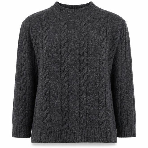 Collusion Women’s Grey Cable-Knit Crew Neck Jumper XS