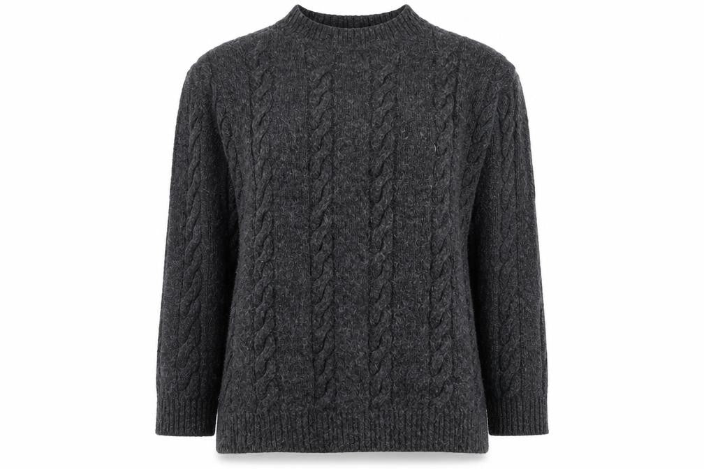 Collusion Women’s Grey Cable-Knit Crew Neck Jumper XS