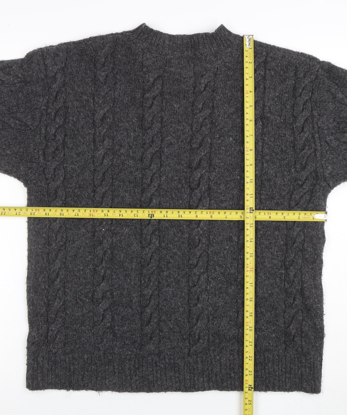 Collusion Women’s Grey Cable-Knit Crew Neck Jumper XS