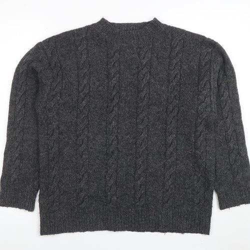 Collusion Women’s Grey Cable-Knit Crew Neck Jumper XS