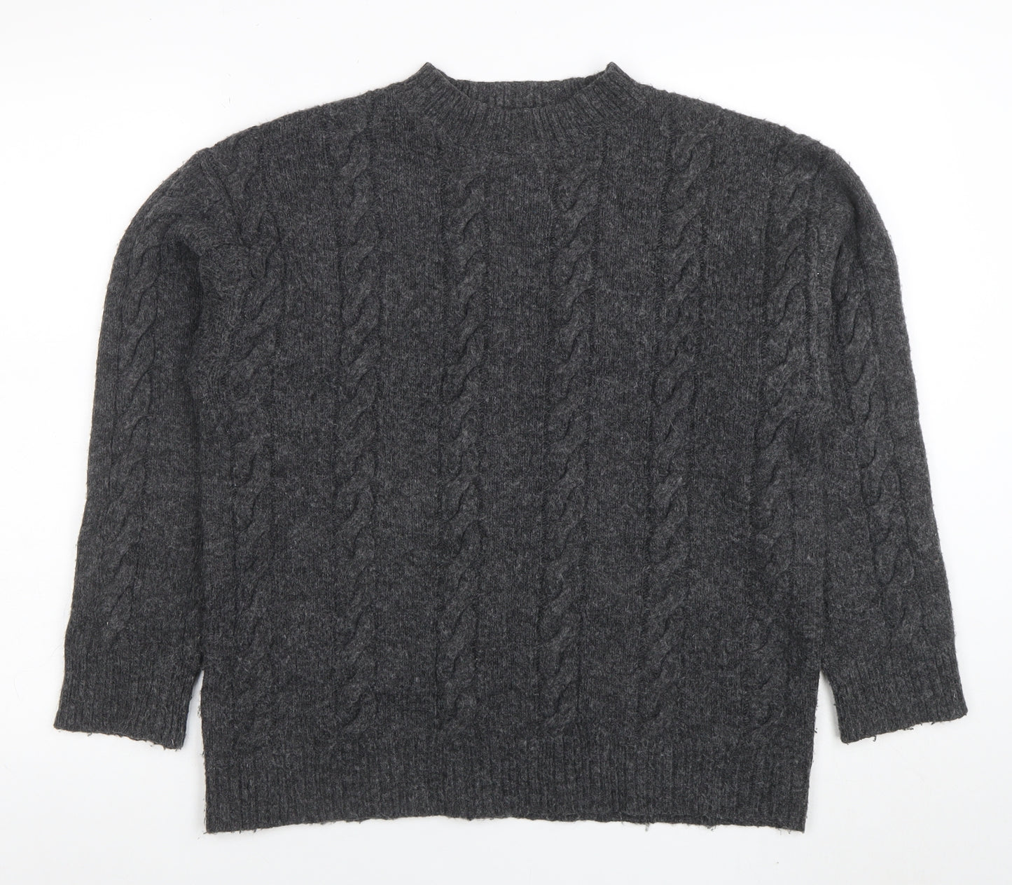 Collusion Women’s Grey Cable-Knit Crew Neck Jumper XS