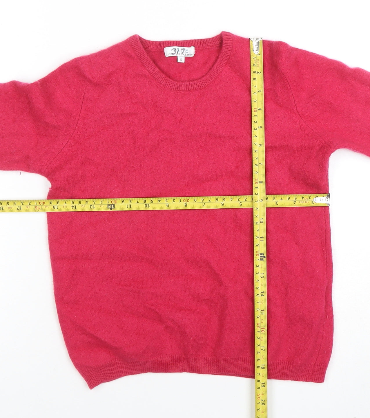 3.1E Women's Red 100% Cashmere Crew Neck Jumper Size S