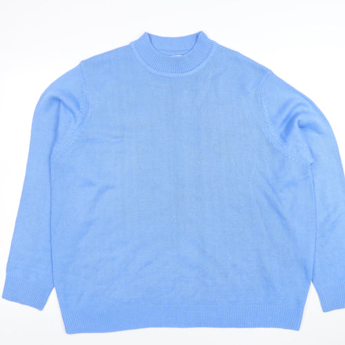 Damart Women's Blue Mock Neck Acrylic Jumper Size 2XL