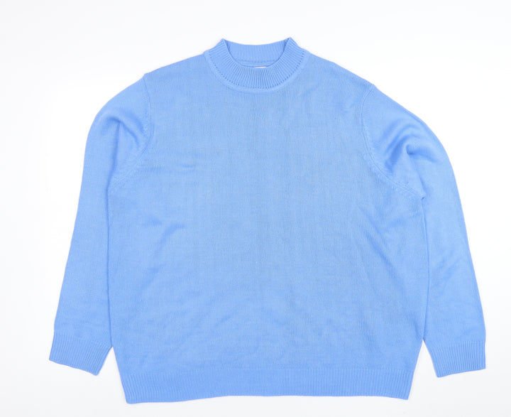 Damart Women's Blue Mock Neck Acrylic Jumper Size 2XL