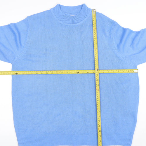 Damart Women's Blue Mock Neck Acrylic Jumper Size 2XL