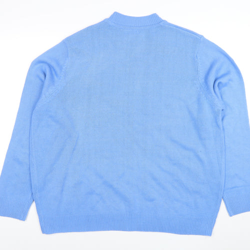 Damart Women's Blue Mock Neck Acrylic Jumper Size 2XL