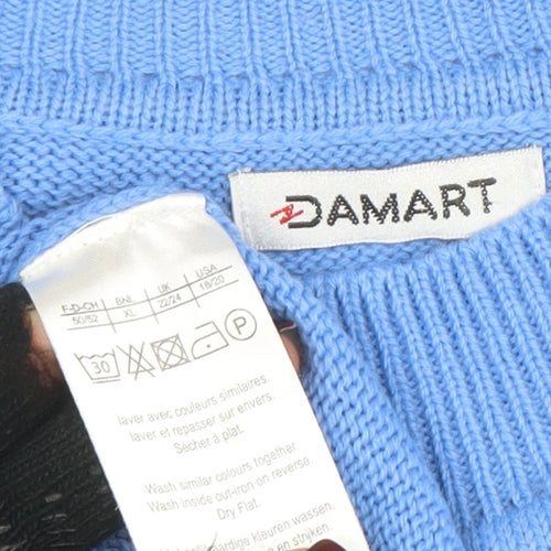 Damart Women's Blue Mock Neck Acrylic Jumper Size 2XL