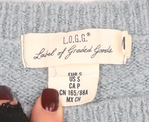 L.O.G.G. Women Blue Crew Neck Knit Pullover Jumper Size 8