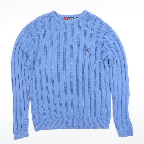 Chaps Men's Blue Cotton Crew Neck Jumper Size M Knit Casual
