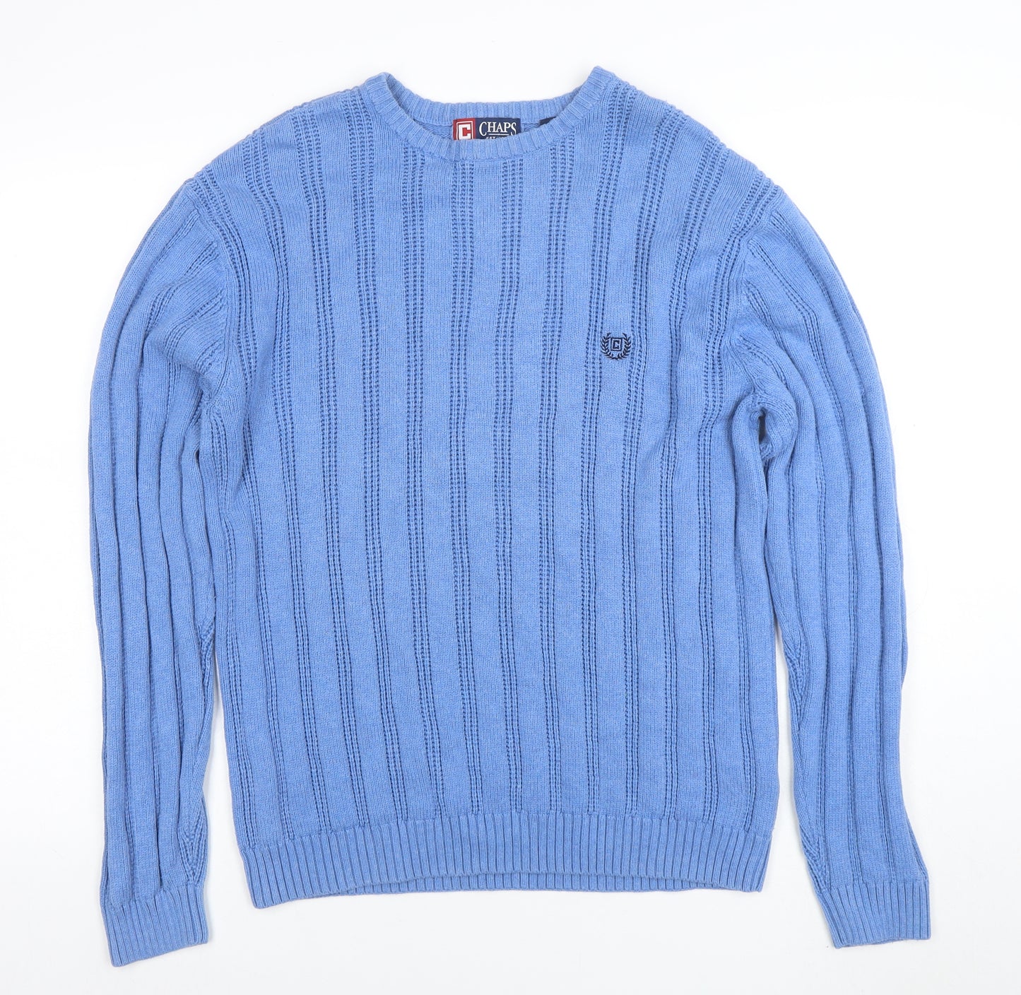 Chaps Men's Blue Cotton Crew Neck Jumper Size M Knit Casual