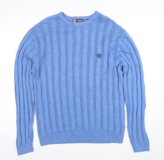 Chaps Men's Blue Cotton Crew Neck Jumper Size M Knit Casual