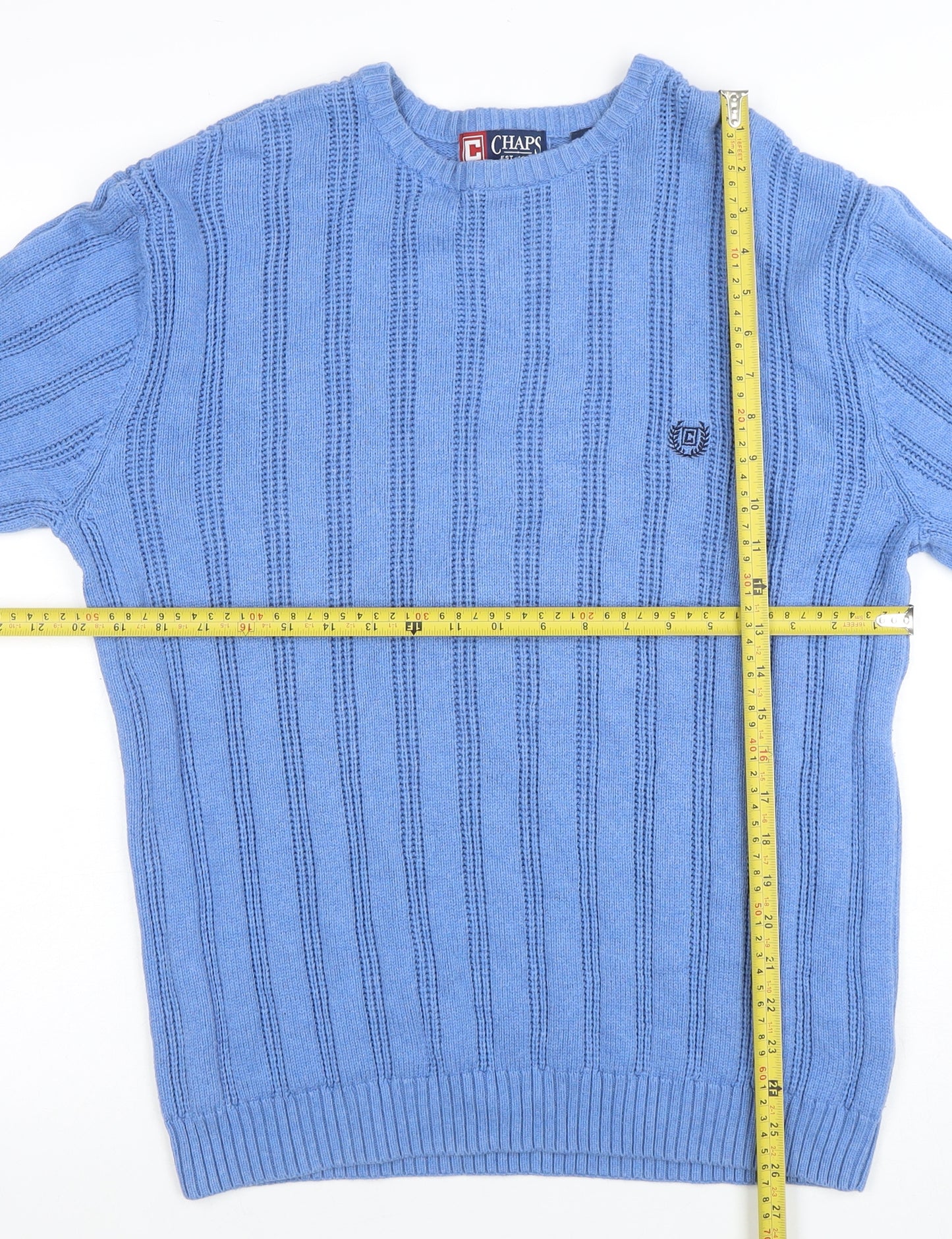 Chaps Men's Blue Cotton Crew Neck Jumper Size M Knit Casual