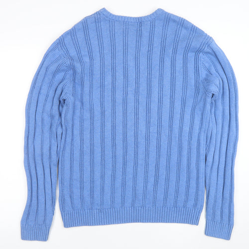 Chaps Men's Blue Cotton Crew Neck Jumper Size M Knit Casual